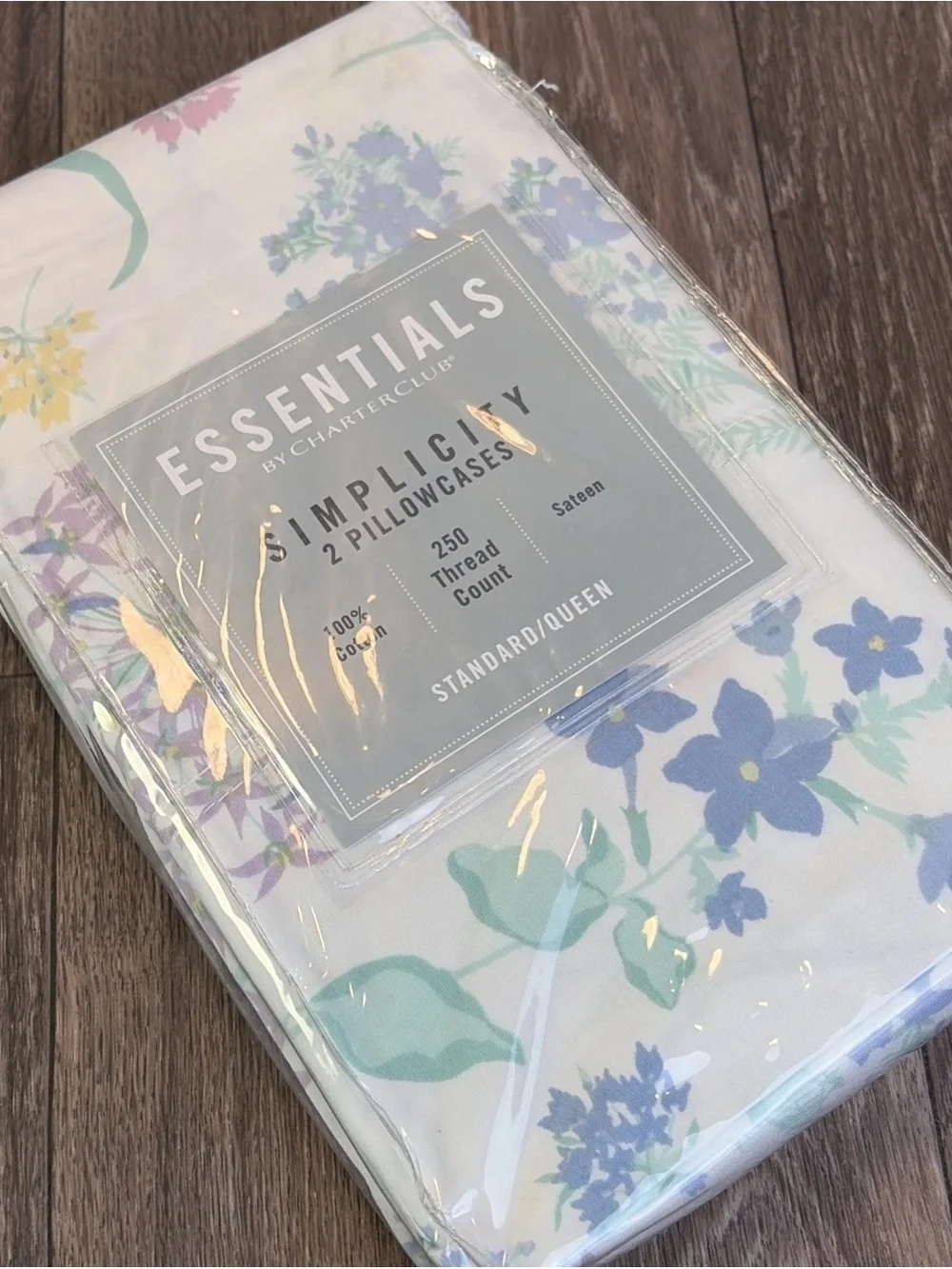Essentials Charter Club Simplicity Floral Sateen Cotton 2 Standard Pillowcases